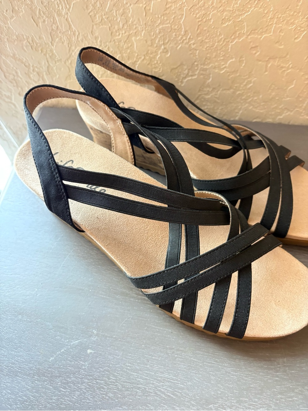 Life Stride Black Multi-Strap Slingback Sandals